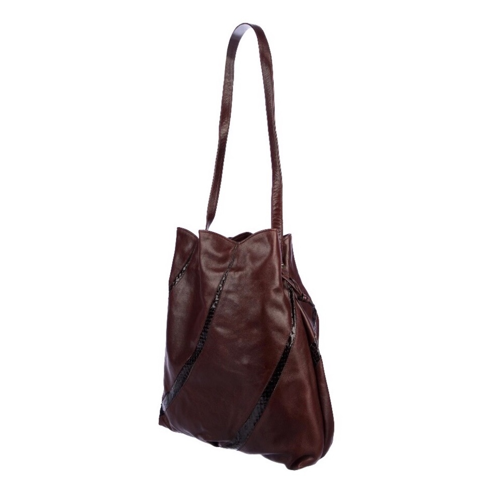 Salvatore Ferragamo Python Trimmed Leather Hobo - image 3